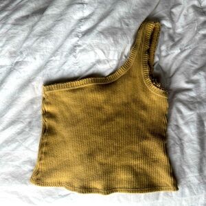 Urban Outfitters one strap cropped tank top with frayed edges, size S